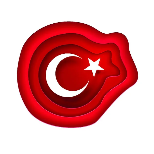 Vektorillustration Der Türkischen Flagge Flagge Der Türkei Vektorillustration Papierstil Schneiden — Stockvektor