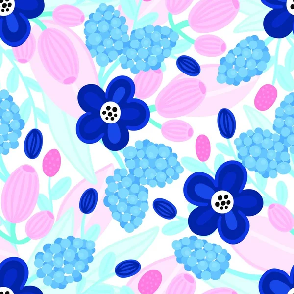 Motif Floral Sans Couture Belles Fleurs Dessinées Main Fond Répétitif — Image vectorielle