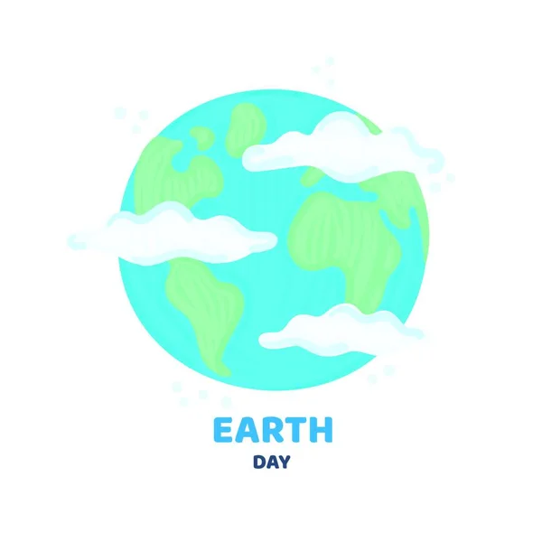 Tag Der Erde Planet Wolken Frühlingsferien Entwurf Für Plakat Aufkleber — Stockvektor