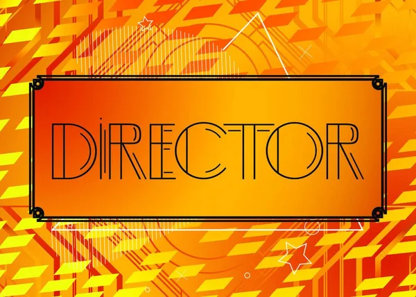 Texto Del Director Art Deco Tarjeta Felicitación Decorativa Signo Con — Archivo Imágenes Vectoriales