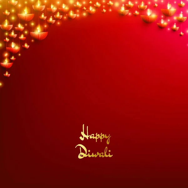 Glad Diwali Festival Bakgrund Med Gyllene Stjärnor Och Gnistrar — Stock vektor