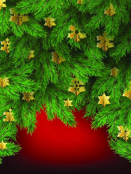 有冷杉树枝和雪的圣诞节背景 — 图库矢量图片