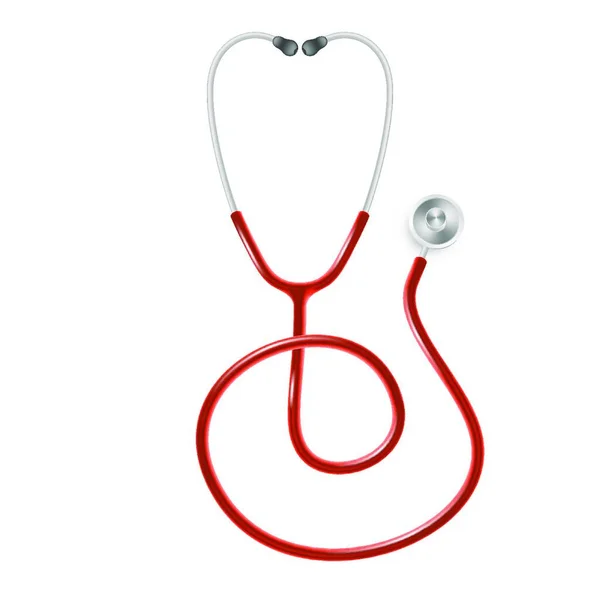 Stetoskop Červeným Srdcem Izolované Bílém Pozadí Vektorová Ilustrace — Stockový vektor