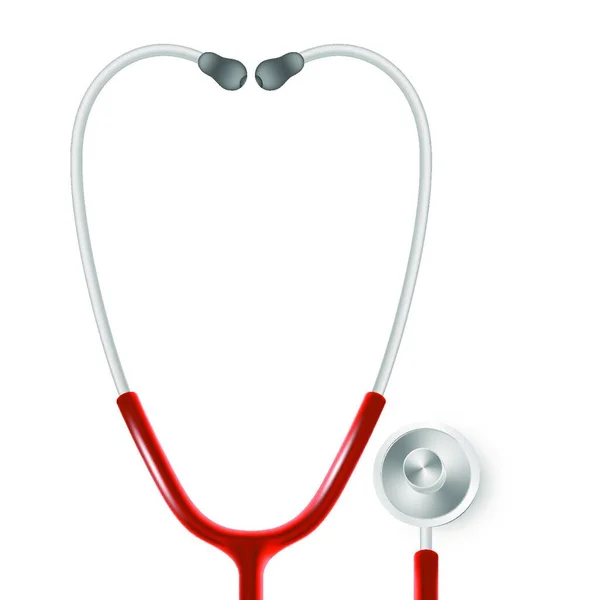 Stethoscope และ Red Heart บนพ นหล ขาว — ภาพเวกเตอร์สต็อก