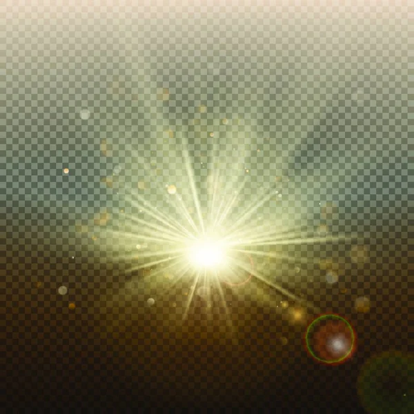Vector Illustration Glowing Sun Burst Sparkles — Stock Vector