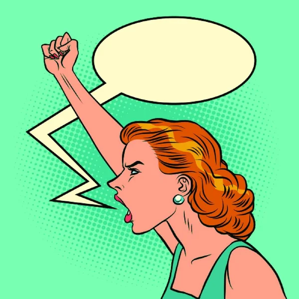 Pop Art Woman Speech Bubble - Stok Vektor