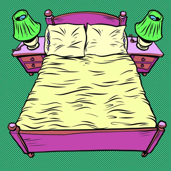 Vectorillustratie Van Een Bed Met Kussens — Stockvector