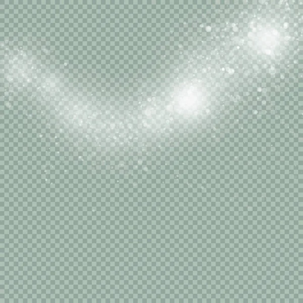 透明な背景に輝く白色の輝きの塵粒子 ベクターイラスト — ストックベクタ