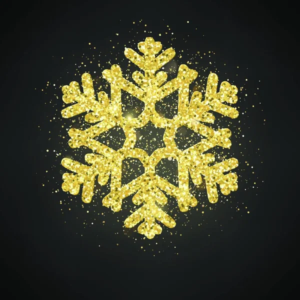 Guld Glitter Snöflinga Svart Bakgrund Gyllene Jul Dekoration Vektor Illustration — Stock vektor