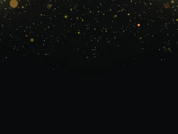 金の輝きの質感 黒い背景の星が降っています ベクターイラスト — ストックベクタ