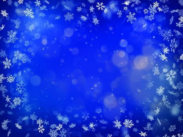 Fond Bleu Avec Flocons Neige — Image vectorielle