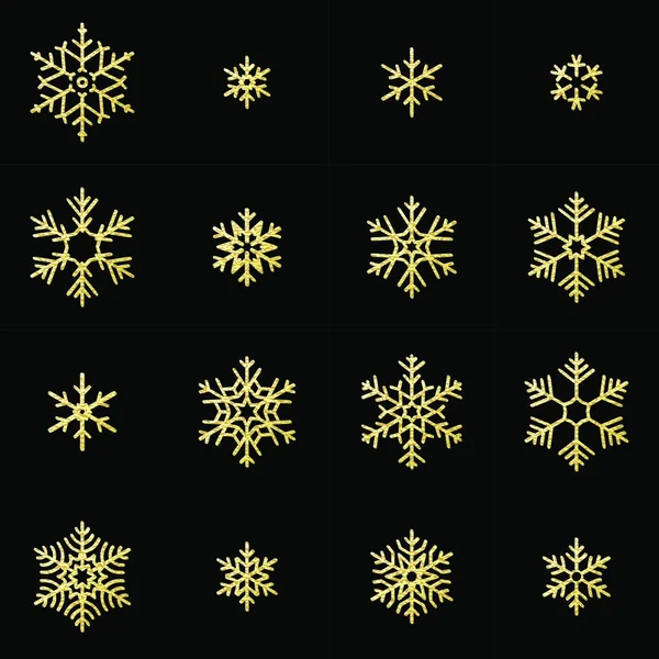 Conjunto Copos Nieve Vector Navidad Año Nuevo Fondo — Archivo Imágenes Vectoriales