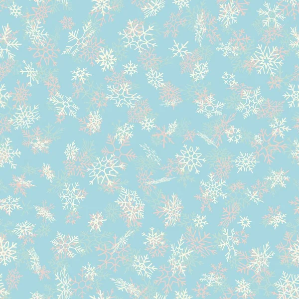 Hladký Vzor Sněhovými Vločkami Vektorová Ilustrace — Stockový vektor