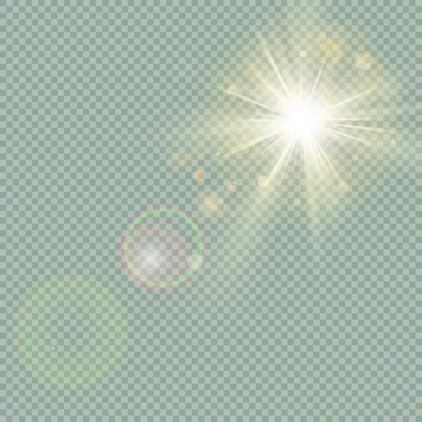 太陽光と太陽フレアのベクトル図 — ストックベクタ