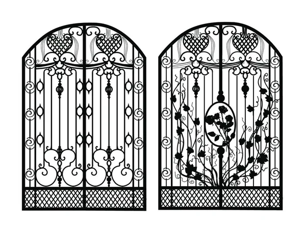 Puerta Forjada Parrilla Metal Forja Artística Ilustración Vectorial Hierro — Archivo Imágenes Vectoriales