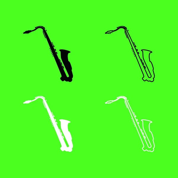 Saxofon Ikonen Svart Och Vitt Färguppsättning — Stock vektor