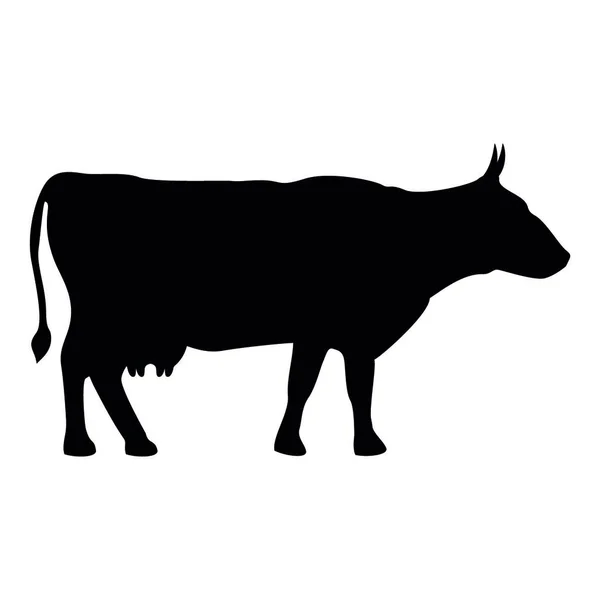 Black Silhouette Cow — Stock Vector