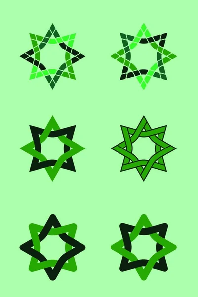 Zöld Elvont Geometriai Háttér Csillagokkal — Stock Vector