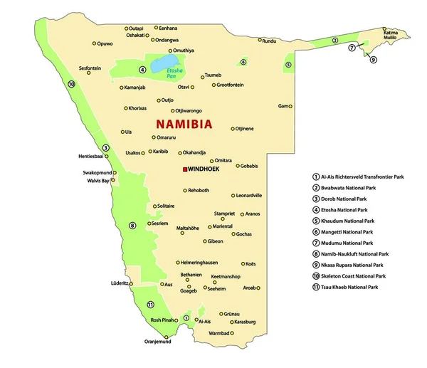 Векторна Карта Національних Парків Намібії — стоковий вектор