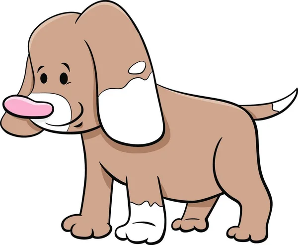 Cartoon Illustratie Van Schattige Puppy Stripdier Karakter — Stockvector