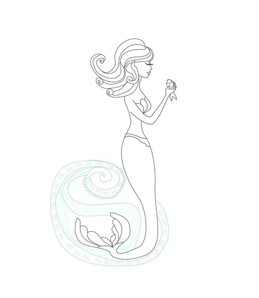 Mermaid Sea Waves Coloring Book — Stock Vector