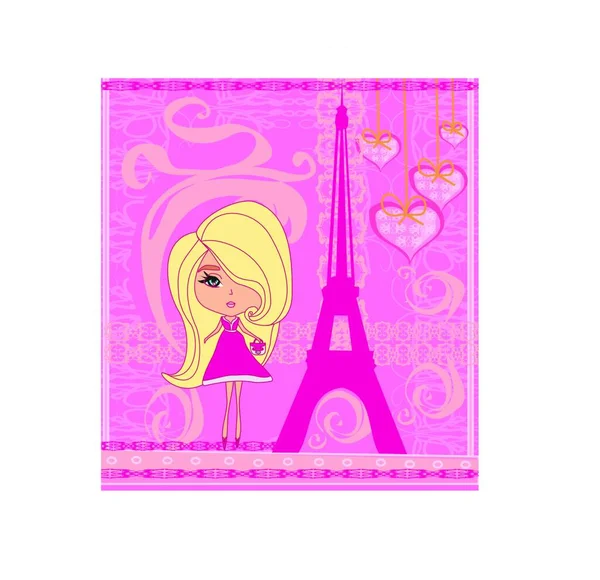 Belle Fille Avec Sac Parfum — Image vectorielle