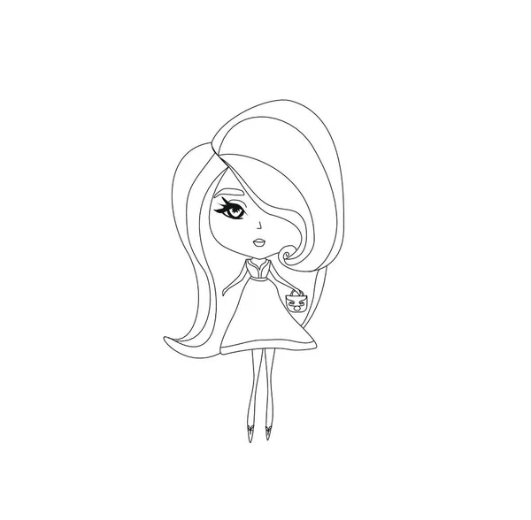 Moda Chica Encantadora Las Compras Doodle Ilustración — Vector de stock