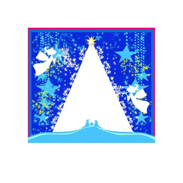 Carte Noël Avec Flocons Neige Étoiles — Image vectorielle