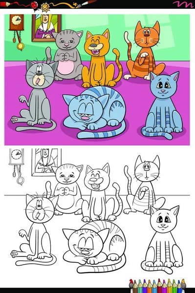 Desenhos Animados Preto Branco Ilustração Personagens Quadrinhos Gatos  Definir Página imagem vetorial de PantherMediaSeller© 505473940