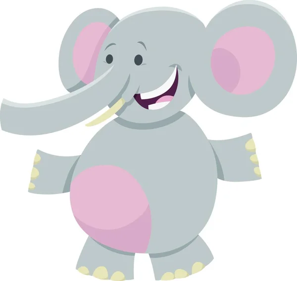 Happy African Elephant Wild Animal Comic Character — 스톡 벡터