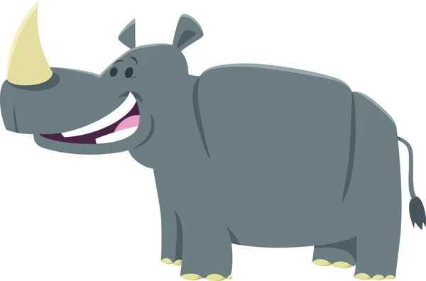 Cartoon Illustration Funny Rhino Rhinoceros Wild Animal Comic Character — стоковий вектор