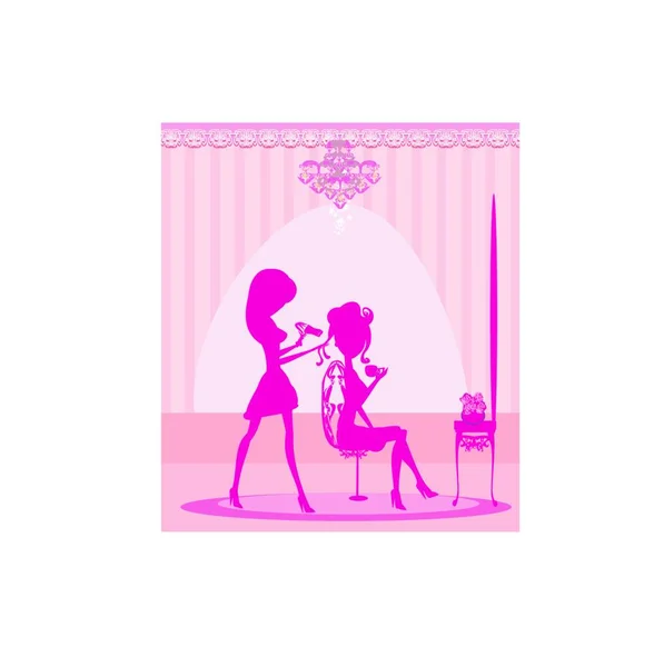 Женщина Парикмахерской Элегантная Розовая Карточка — стоковый вектор