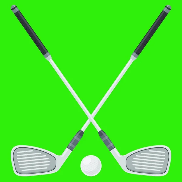 Pelota Golf Palos Aislados Sobre Fondo Verde — Vector de stock