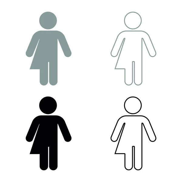 Symbol Konzept Der Geschlechterbindung Transvestit Konzept Homosexuelle Ikone Set Grau — Stockvektor