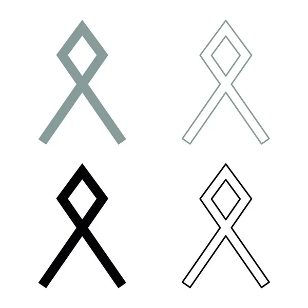 Odal Othil Rune Othala Symbol Estate Heritage Sign Icon Set — Stock Vector