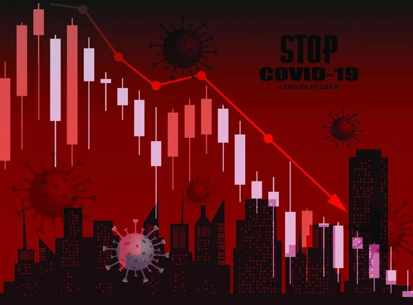 Влияние Коронавируса Фондовую Биржу Мировую Экономику Диаграмма Фондового Рынка Кризисе — стоковый вектор