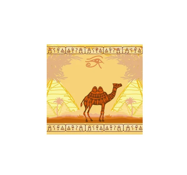 Ilustración Vectorial Camello Con Caballo — Archivo Imágenes Vectoriales