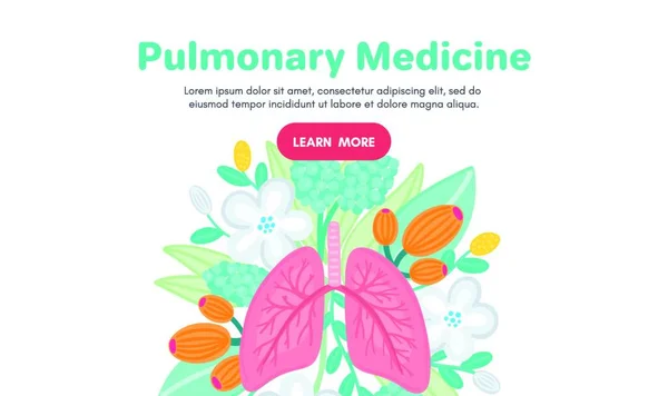 Wektor Zdrowe Płuca Kwiaty Kontekst Etykiety Reklamy Medycyny Płucnej Lądowania — Wektor stockowy