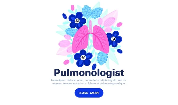 Διάνυσμα Υγιών Πνευμόνων Στα Λουλούδια Ιστορικό Για Ετικέτα Διαφήμιση Πνευμονικής — Διανυσματικό Αρχείο