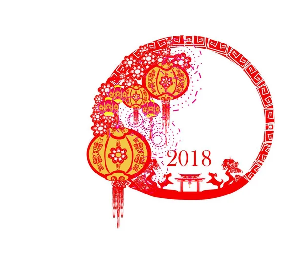 Κινέζικη Κάρτα Για Νέο Έτος 2019 Κόκκινο Γουρούνι — Διανυσματικό Αρχείο