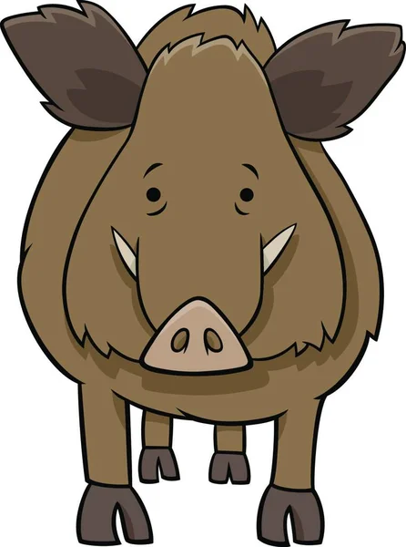 有趣的野猪野生动物漫画人物的卡通画 — 图库矢量图片