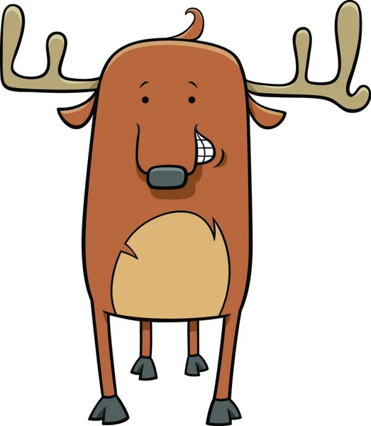 Cartoon Illustration Von Lustigen Hirschen Wild Animal Character — Stockvektor