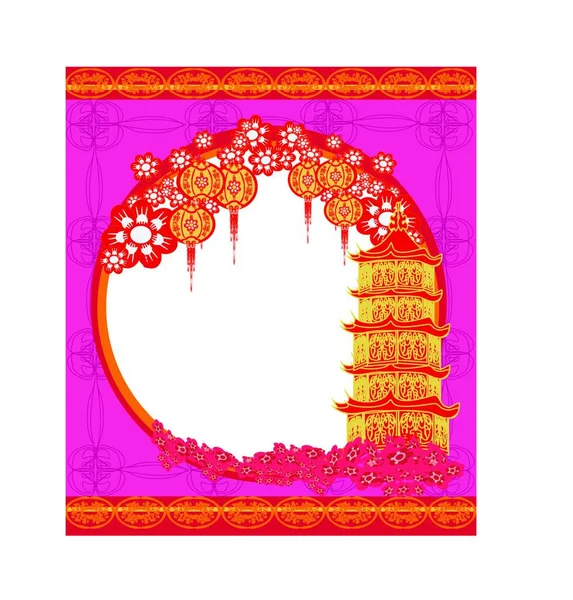 Mid Autumn Festival Chinese New Year Frame — Stock Vector