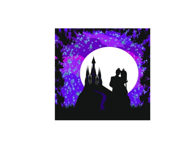 Halloween Hintergrund Mit Der Silhouette Einer Hexe Und Eines Baumes — Stockvektor
