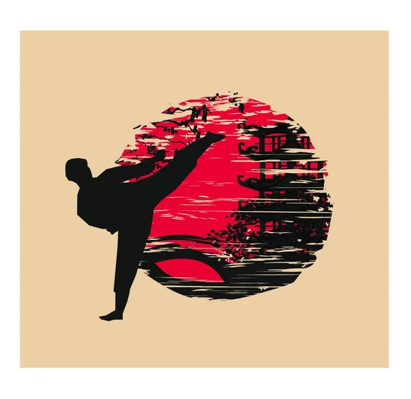 Karaté Homme Kimono Avec Une Balle Illustration Vectorielle — Image vectorielle