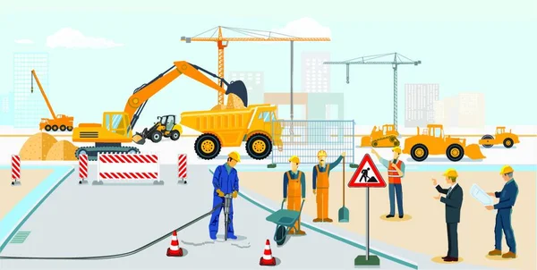 Road Construction Building Construction — Stock Vector