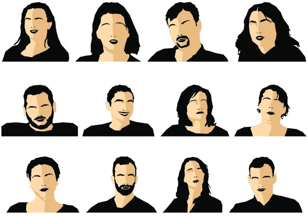 Avatar Profilbild Symbolset Mit Männchen Und Weibchen Auf Weißem Hintergrund — Stockvektor