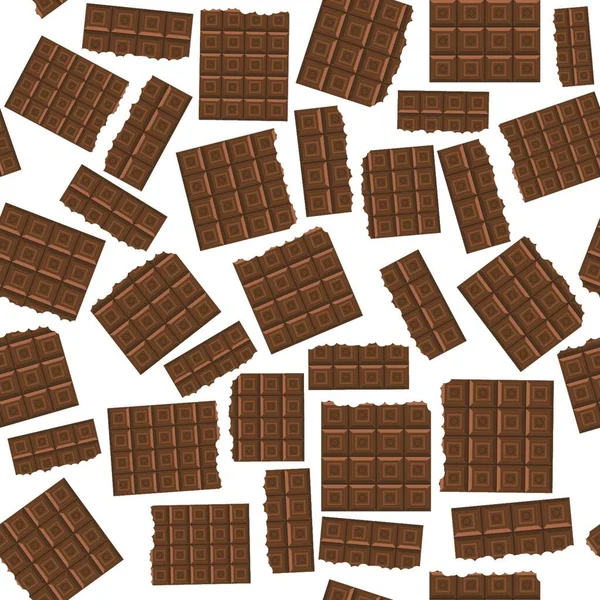 Leite Brown Chocolate Bar Sem Costura Padrão Comida Doce — Vetor de Stock