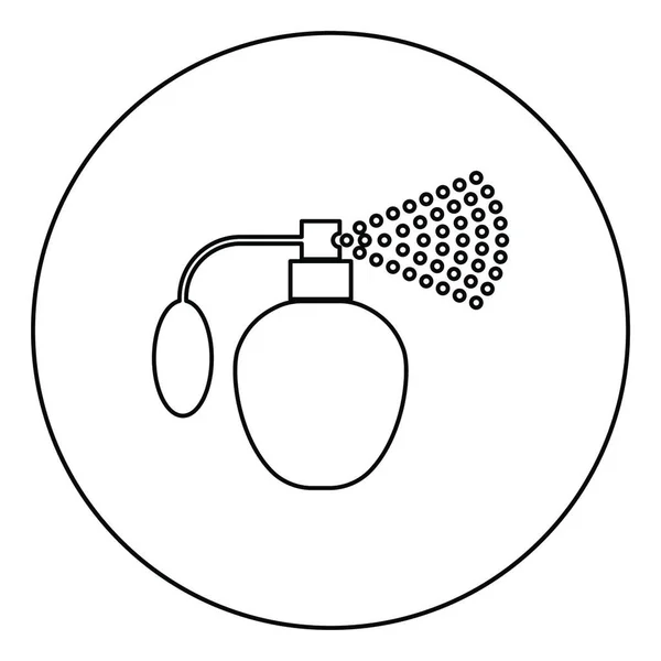 古色古香喷雾剂古色古香容器中精华荧光粉玻璃瓶清香抽吸云雾回流概念图标圆形圆形轮廓黑色矢量图式简图 — 图库矢量图片