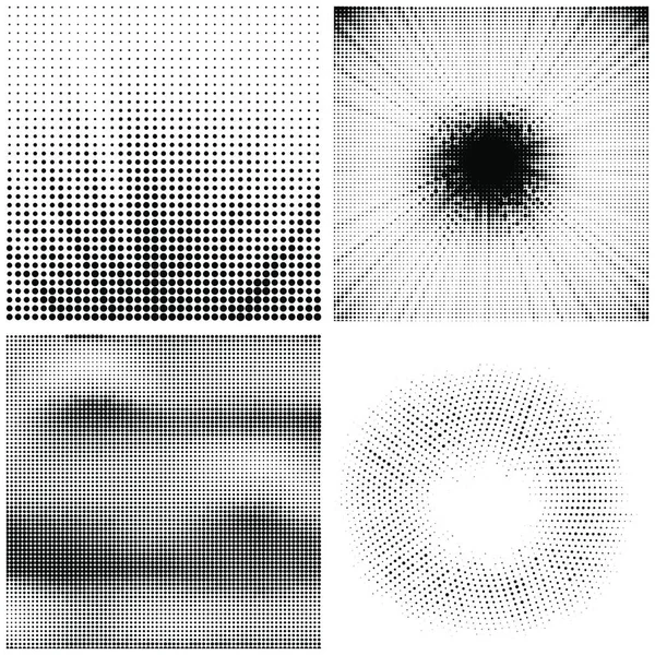 Halftone Pattern Set Dots Dotted Texture White Background Overlay Grunge — Stock Vector